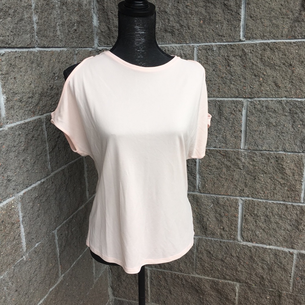 Massimo Dutti Airy Pink Cold Shoulder Top